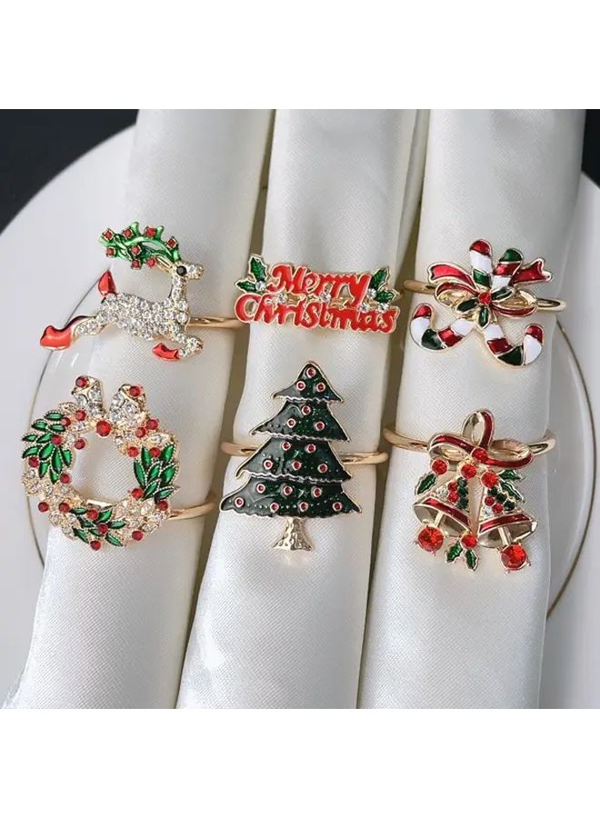 حلقات المناديل الذهبية المعدنية ديكور طاولة عيد الميلاد لتناول الطعام في الذكرى السنوية وأعياد الميلاد وعيد الشكر - Image 5